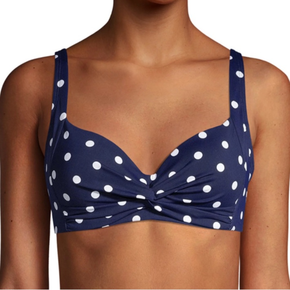 Navy Blue Polka Dot Bikini Top